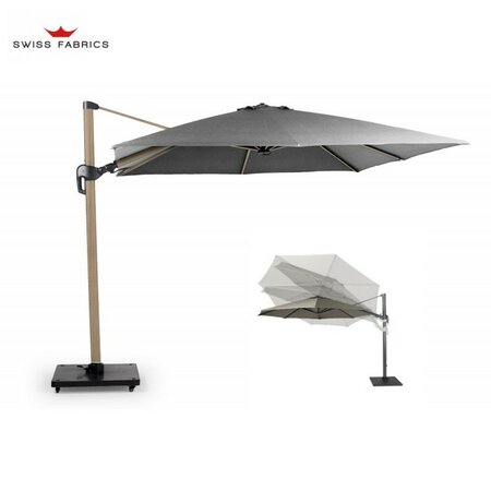 parasol free-arm tierra duraflex wood look 3x3