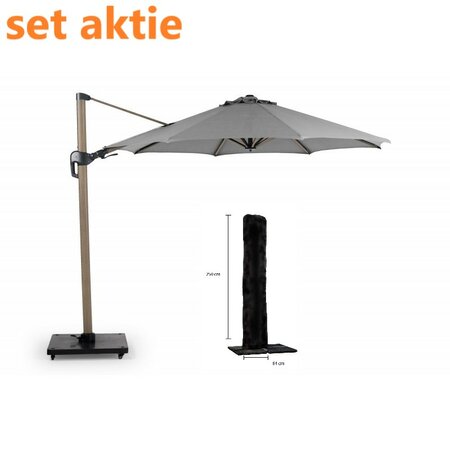Set parasol free-arm duraflex 3.50 wood look
