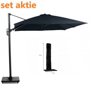 Set parasol free-arm duraflex 3x4 charcoal