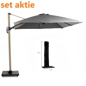 Set parasol free-arm duraflex 3x4 wood look